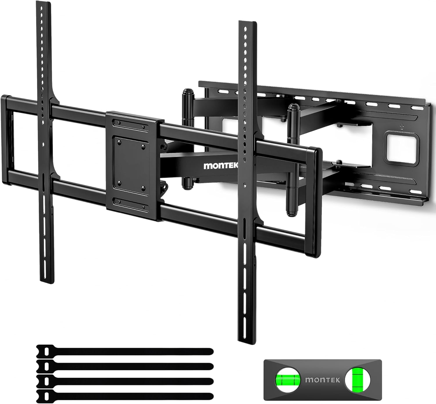monTEK Heavy Duty XXL Full Motion TV Wall Mount for 60-120 inch Extra Large TVs, Holds 265 lbs, Max VESA 900x600, 27.7 Extension, Swivel & Tilt, Preassembled, Fits 12–24 Studs, LED/LCD/OLED 4K/8K