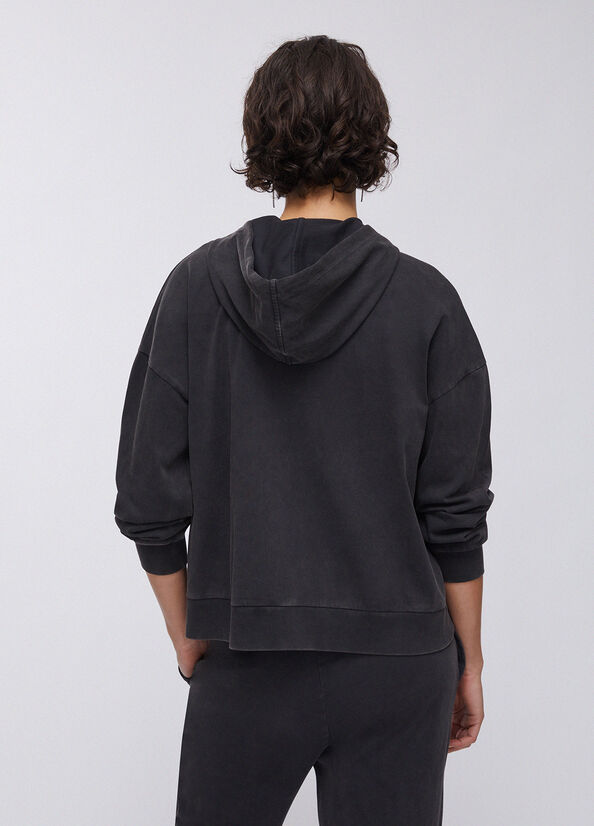 Felpa con cappuccio e strass