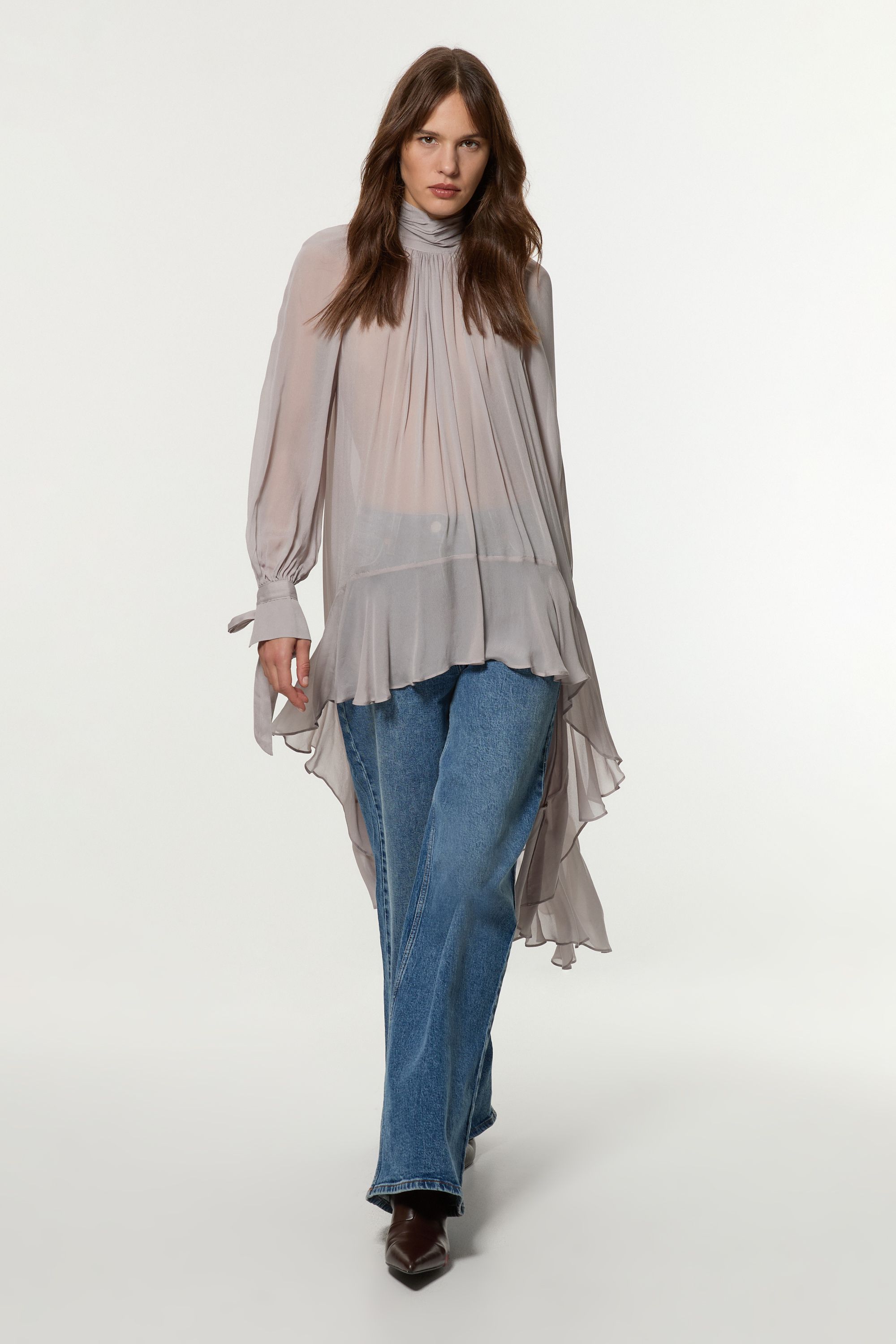 KarenMillen Viscose Georgette Drama Woven Maxi Blouse