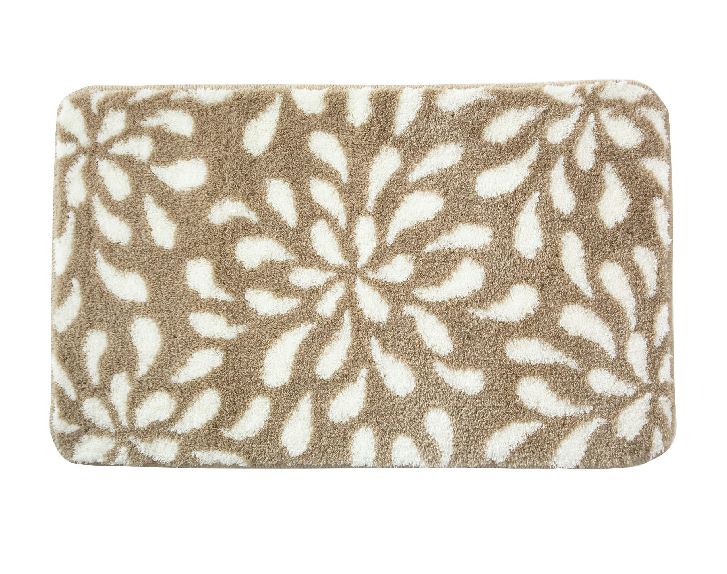 PETALES - Tapis de bain beige 100x60 en polyester