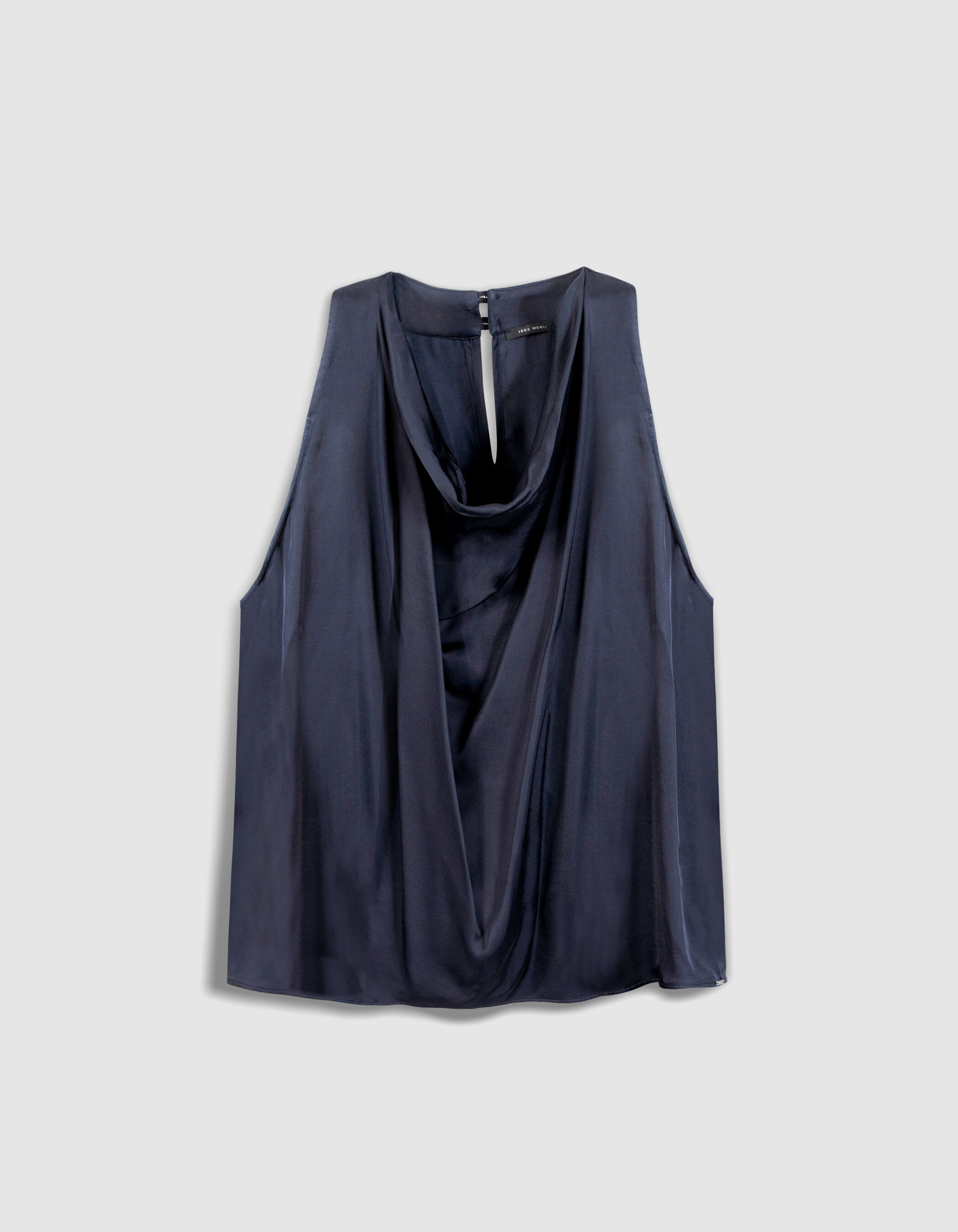 Top sans manches marine satiné Femme