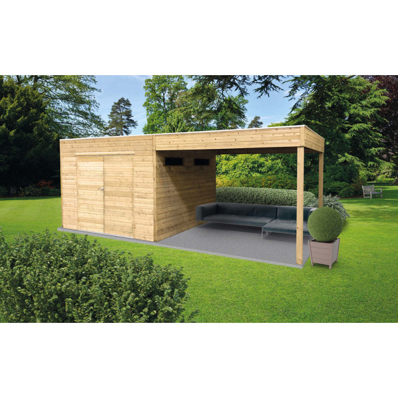 Abri de jardin en bois Messina traité 19 mm 2,99   2,87 x 2,91 m SOLID