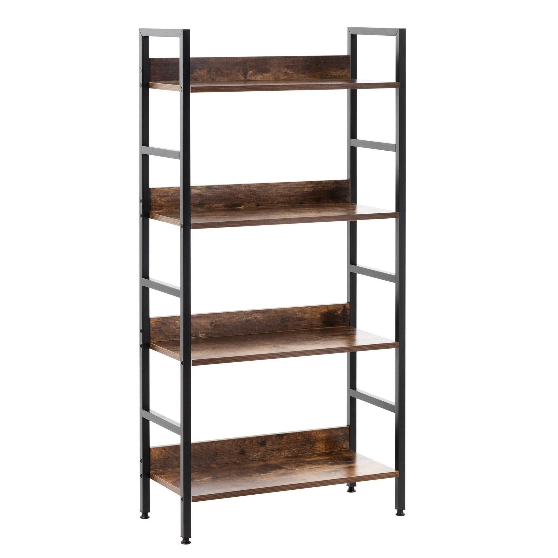 Regał na książki 4 półki loft bibloteczka 124,5x60x28 ciemnobrązowy