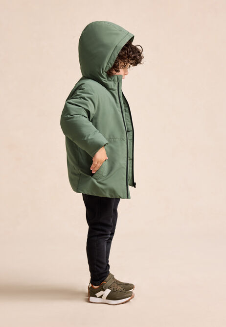 Younger Boys Khaki Padded Hooded Jacket