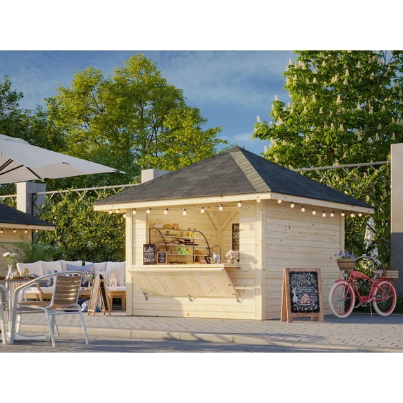 Marktstand »Bianca Set 104«, B x H x L: 300 x 319 x 300 cm, Grau, tauchgrundiert