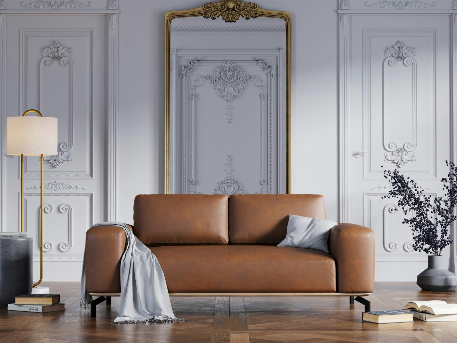 MARC - Canapé 2 places en Cuir Véritable Marron