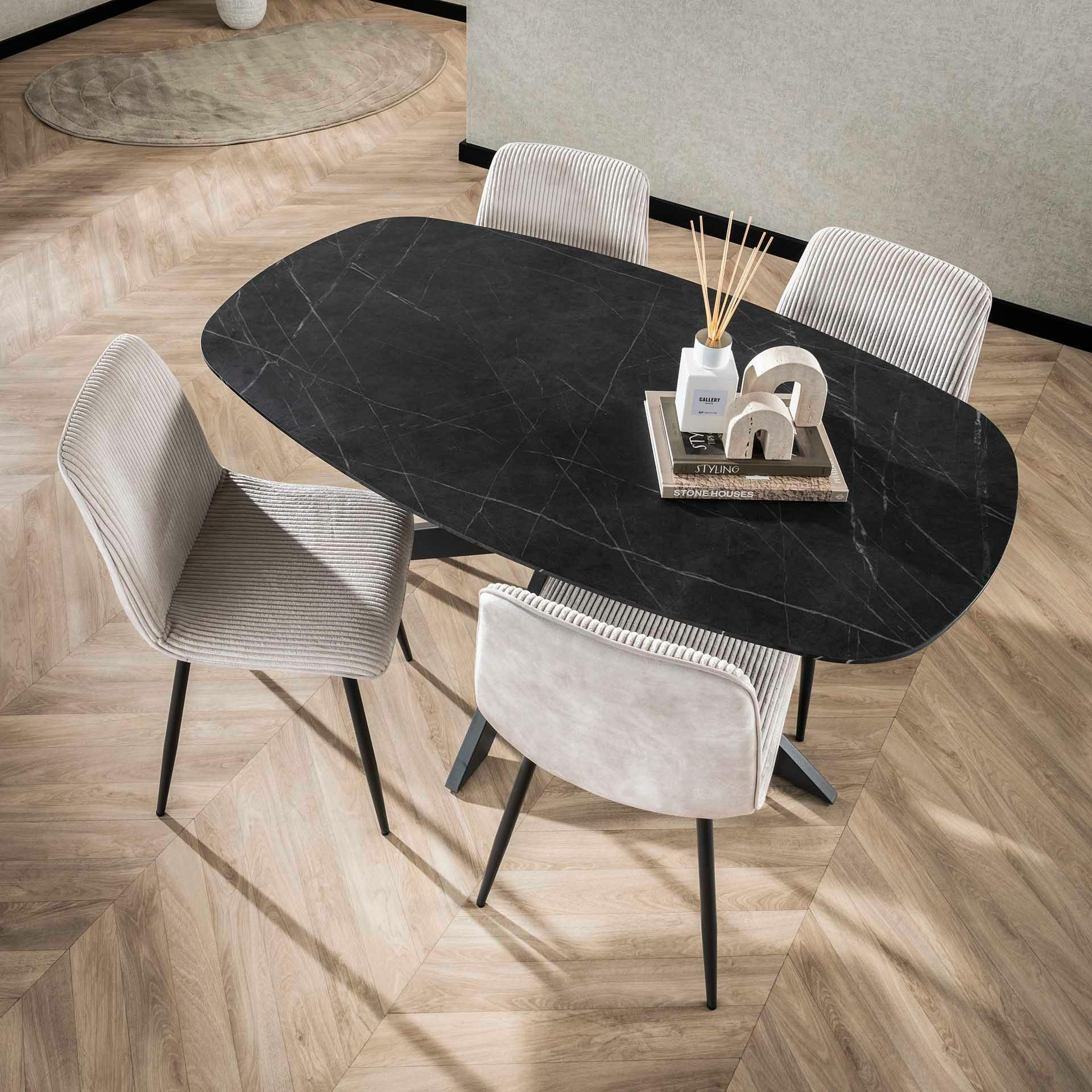 Table ovale pied central croisé 150 cm RALF