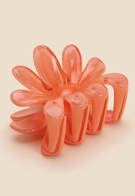 Womens Orange Flower Claw Hair Clip
