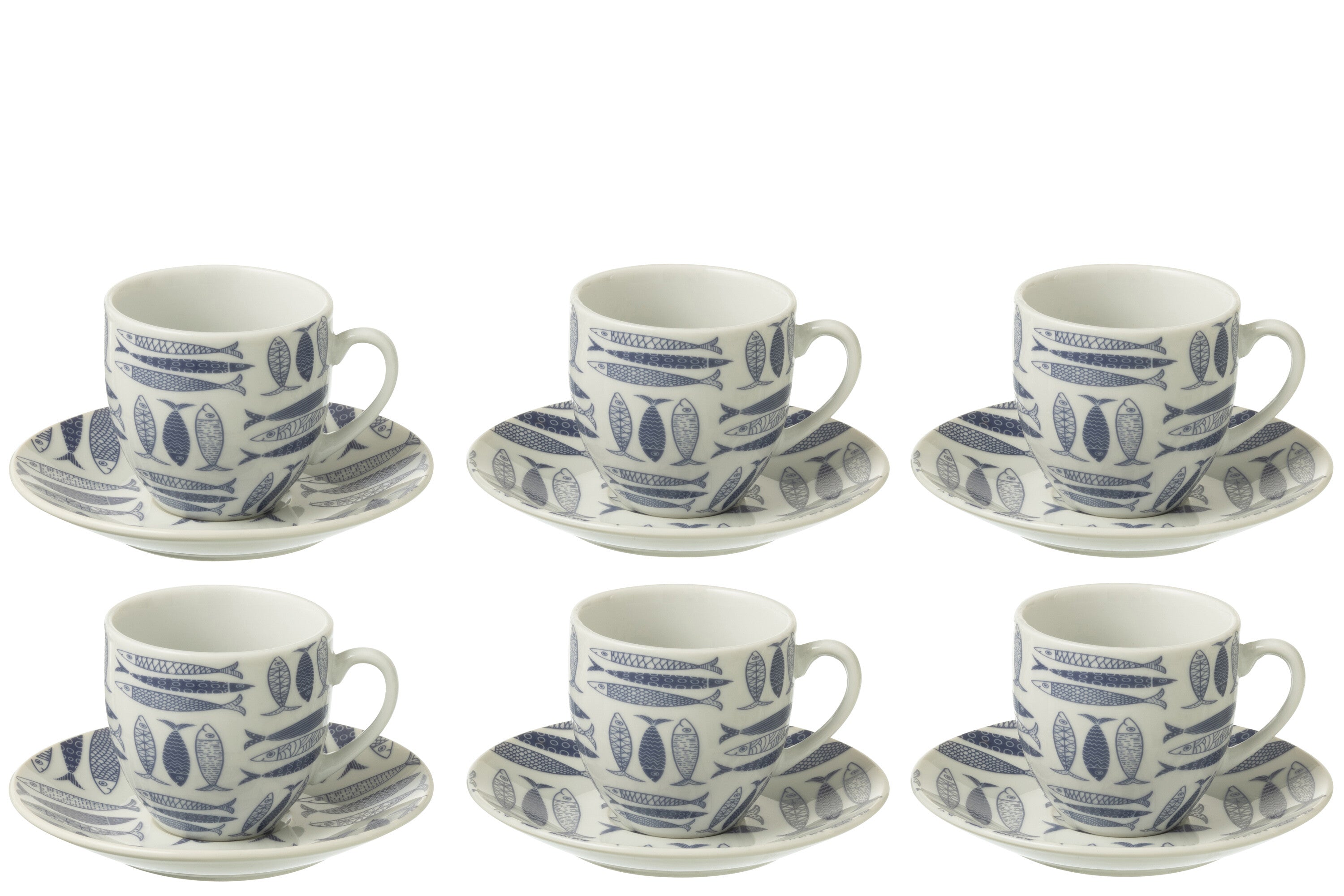 J-Line kop   schoteltje Vis - keramiek - donkerblauw - doos van 6