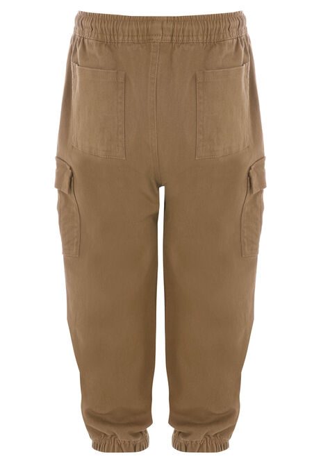 Younger Boys Brown Woven Cargo Joggers