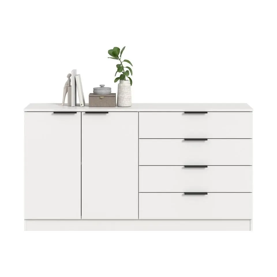 Hioshop Kopenhagen dressoir 4 laden- 2 deuren wit