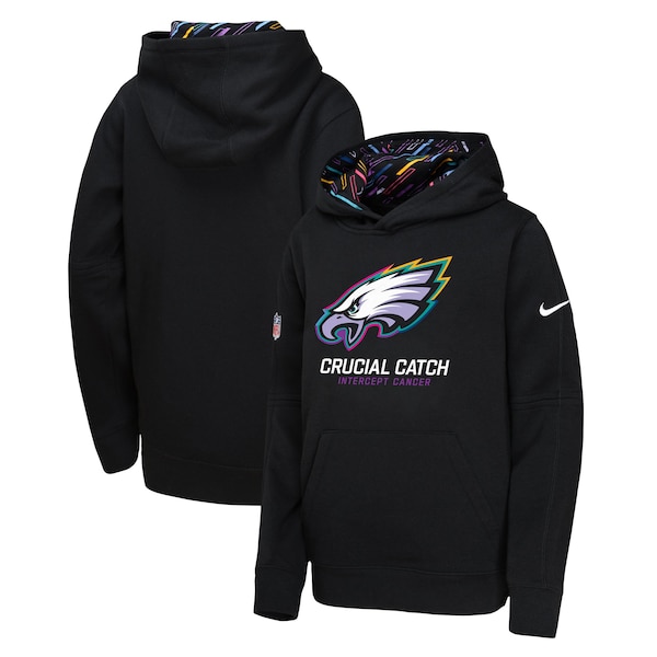 Philadelphia Eagles Nike Youth 2024 NFL Crucial Catch Pullover Hoodie - Black