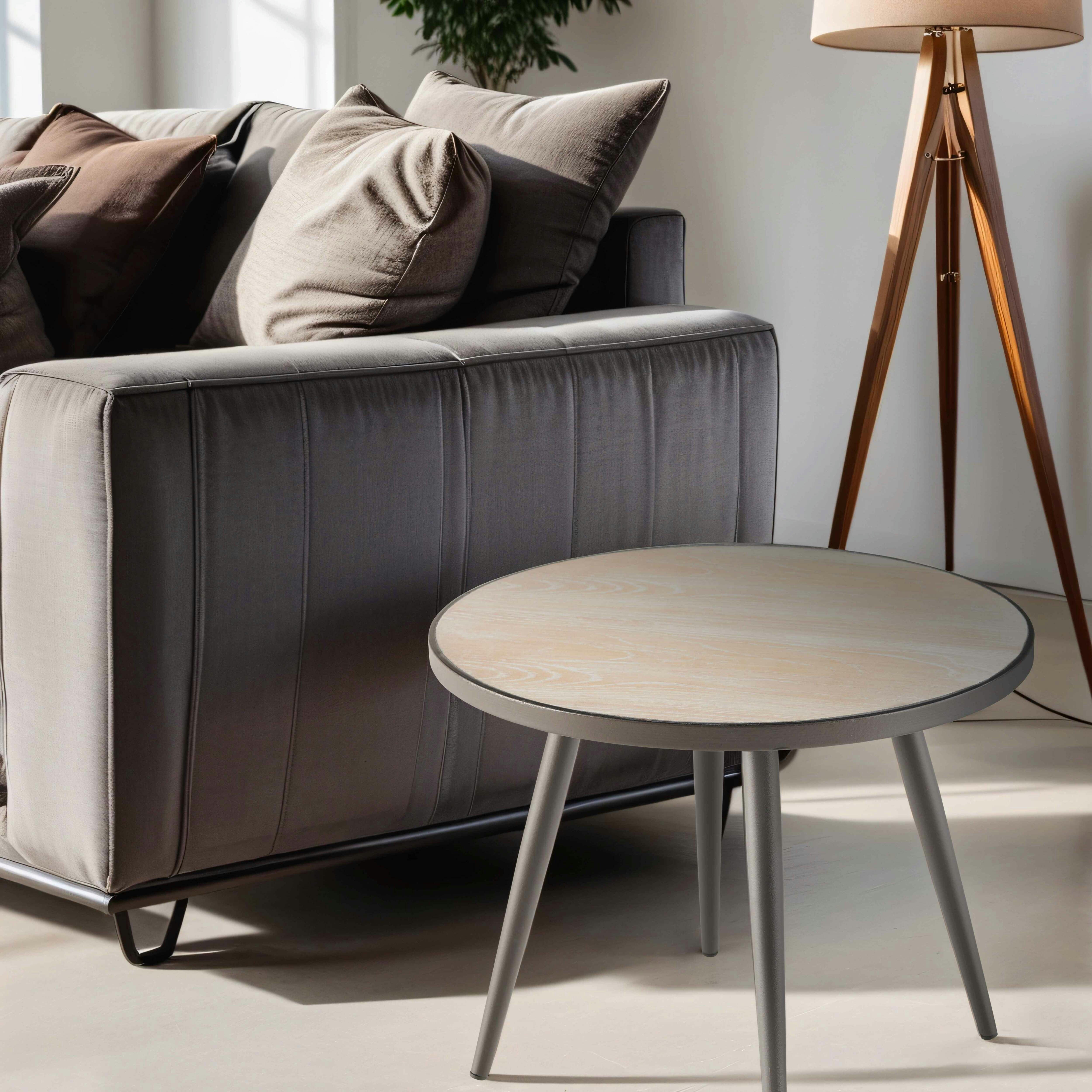 TIVOLI - Table basse ronde avec plateau imitation bois