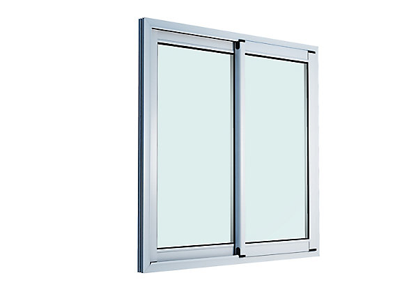 Fenêtre 2 vantaux coulissante double vitrage GoodHome en aluminium blanc l.123 x H.102 cm