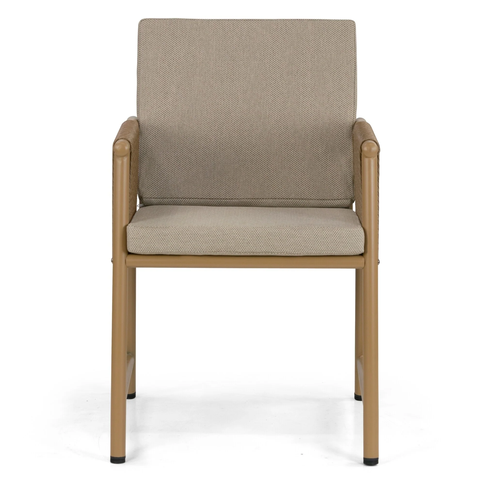 Set of 2 Bianca Brown Outdoor Dining Chair with Hand-Woven Synthetic Rattan Arms