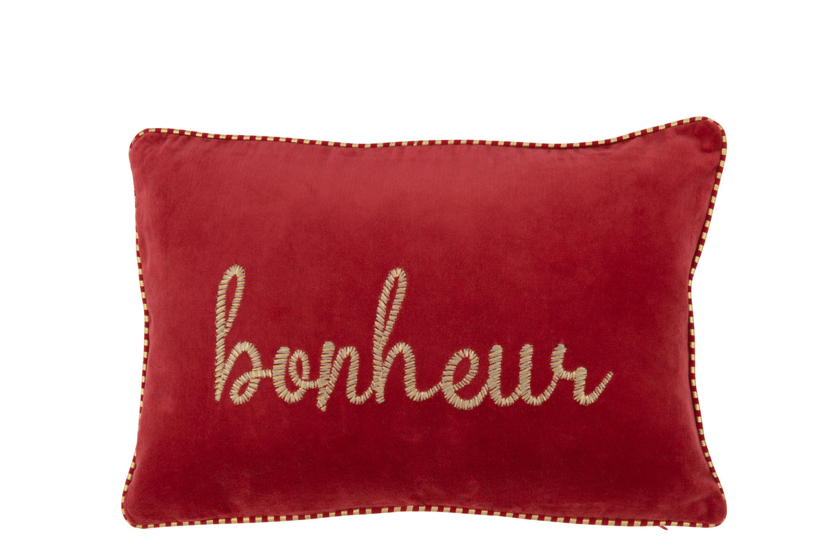 J-Line kussen Bonheur - textiel - rood/goud