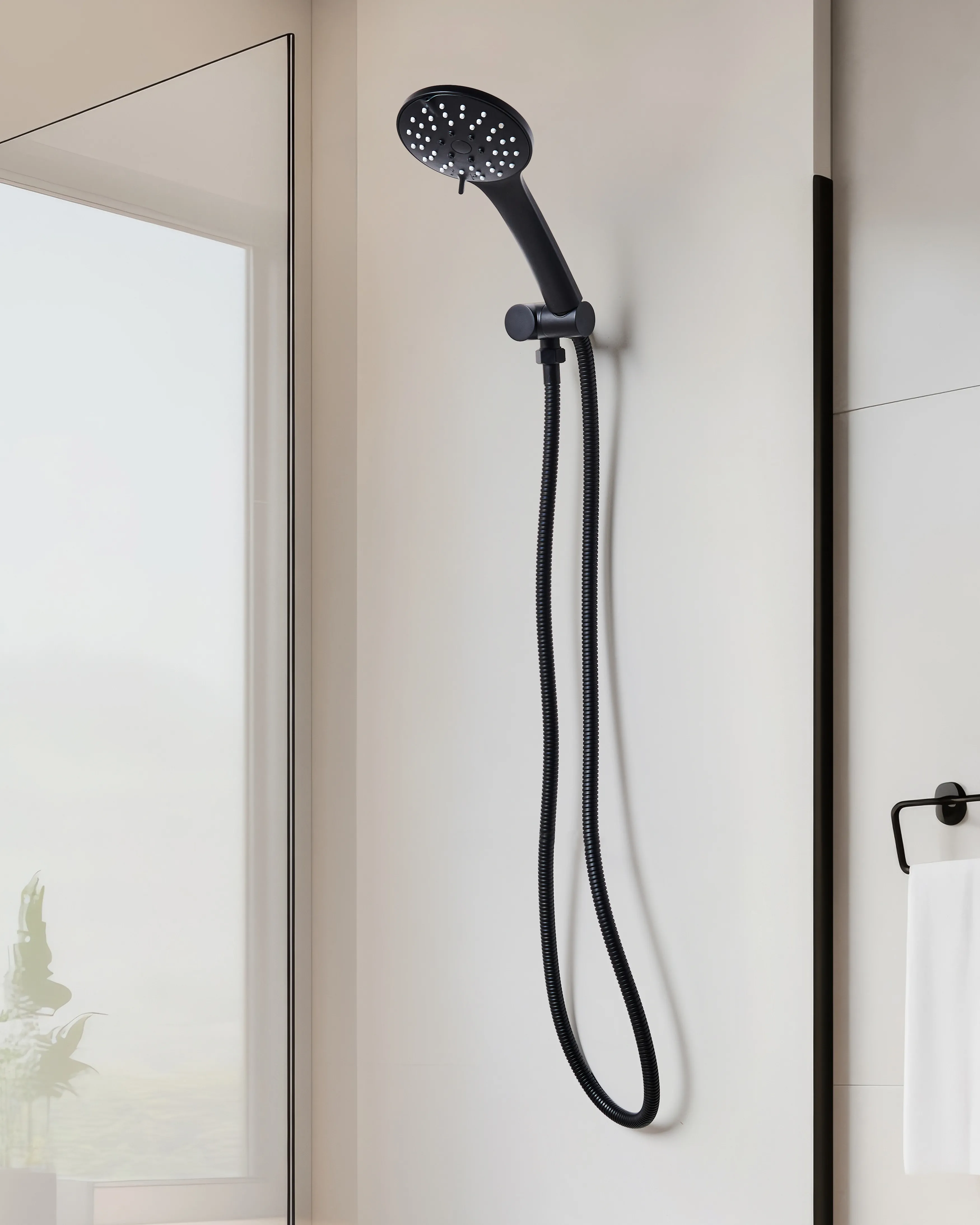 Shower Head and Hose Kit CHURUN 4-function Black