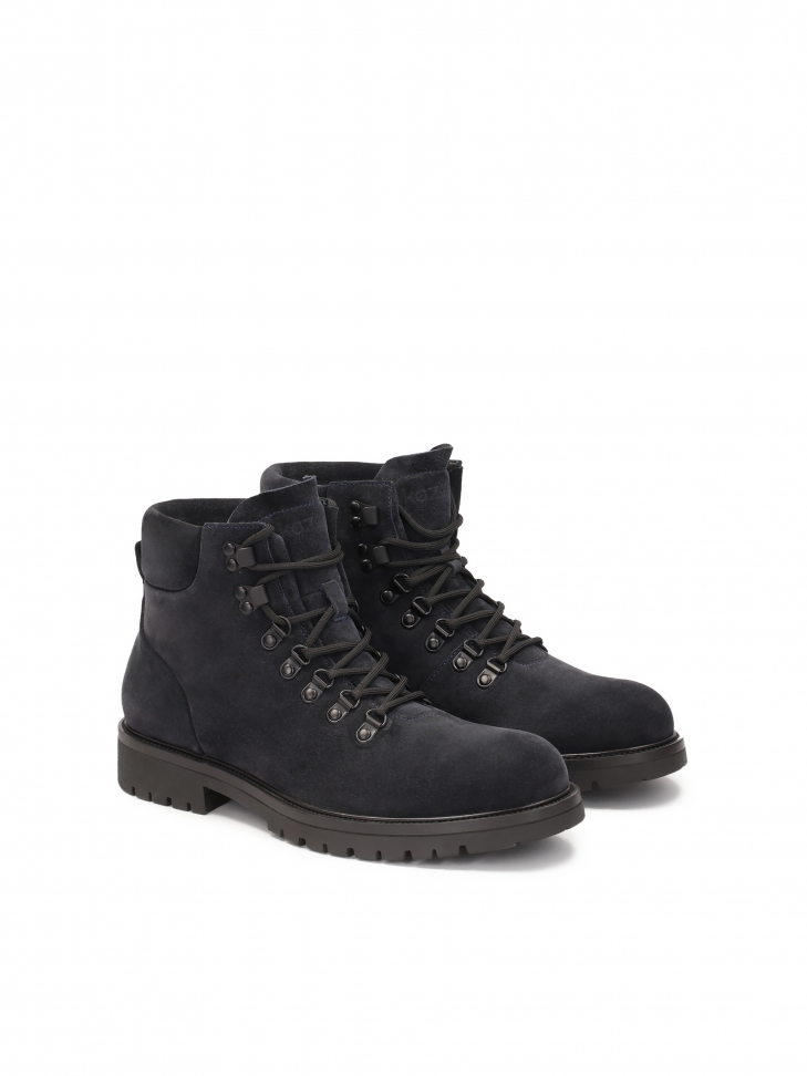 Navy blue suede men's boots