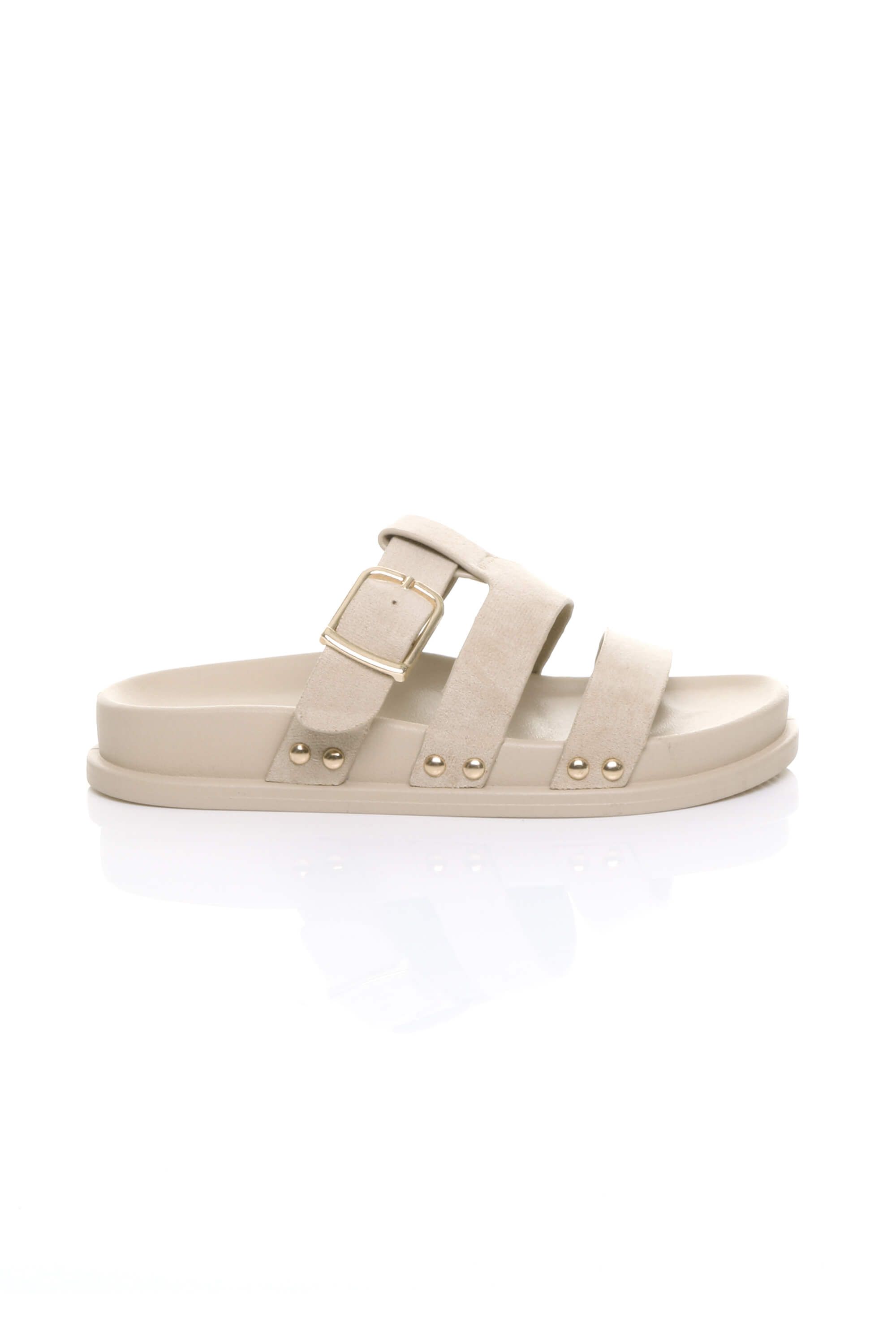 AJVANI Flatform Buckle T-Bar Strappy Slides Footbed Sandals