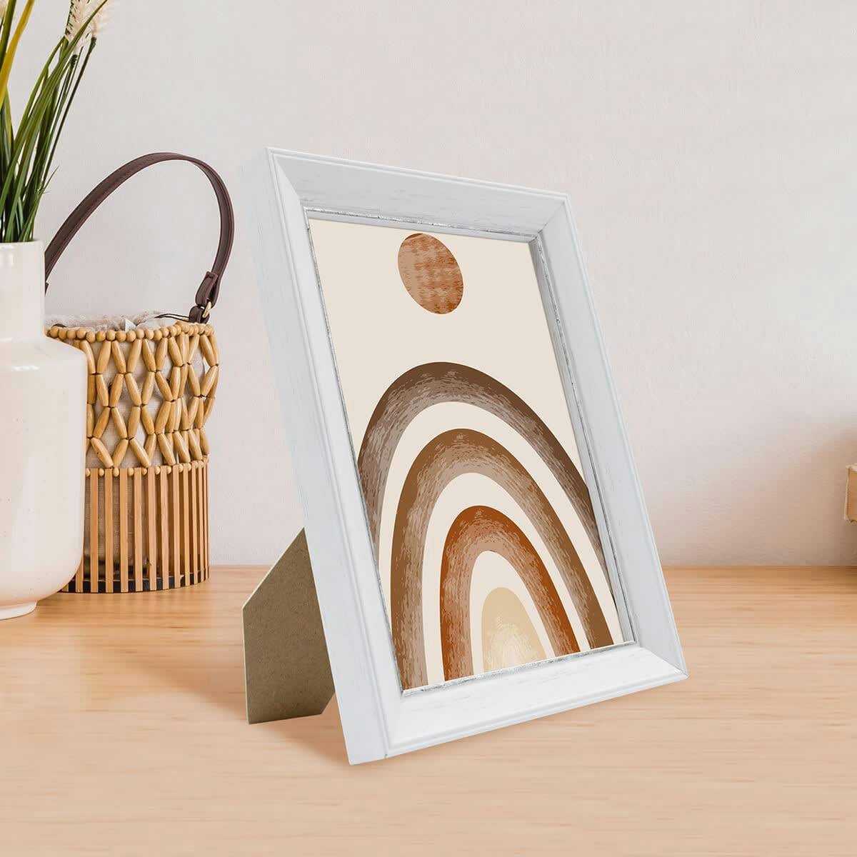 VITTORIA - Cadre photo blanc à la finition argent patiné 13x18 cm bois massif fsc