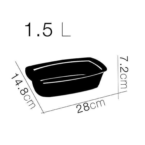 Lot de 2 Plat à four, plat à tarte, moule de cuisson en verre, capacité 1.5 L - Longueur 28 x Profondeur 14.8 x Hauteur 7.2 cm