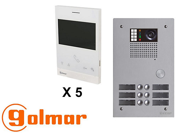 Kit visiophone collectif avec 5 écrans 2 rangées GOLMAR G2