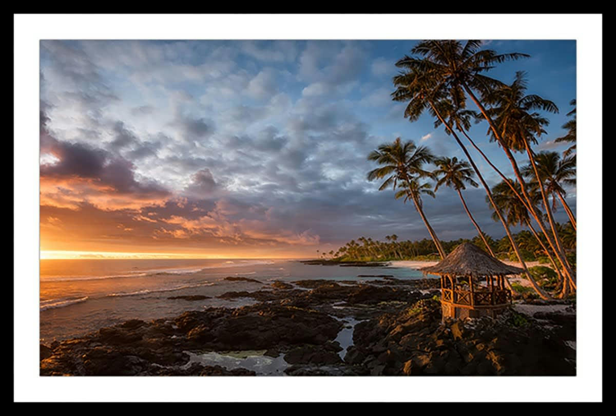 - Affiche paysage paradis beach avec cadre noir 45x30cm