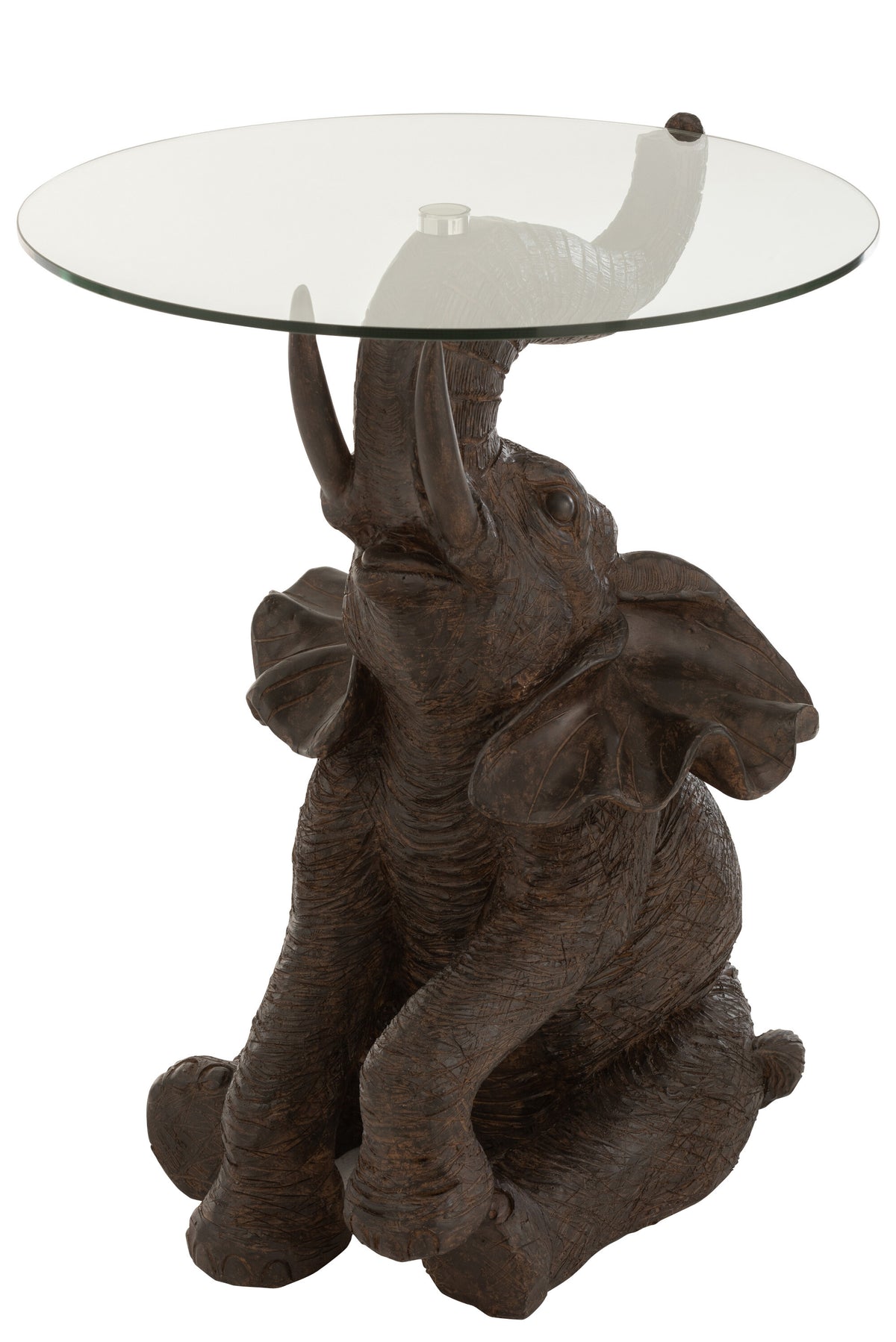 J-Line tafel Olifant - polyresin/glas - donkerbruin