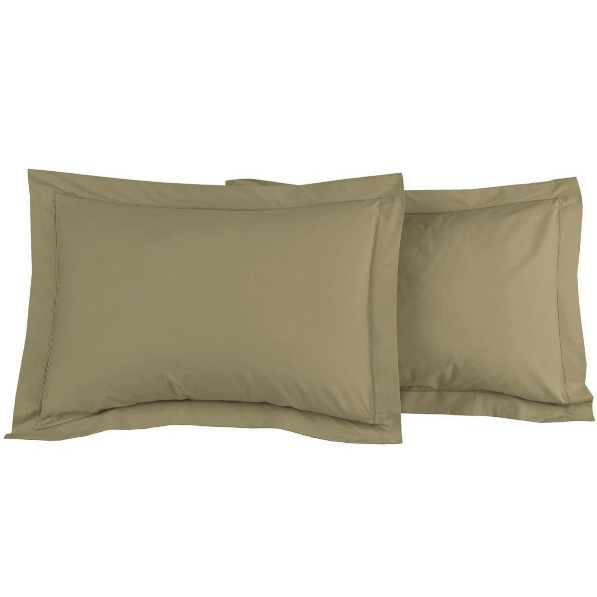 SOFT PERCALE - Lot de 2 taies d'oreiller en percale de coton taupe 50x70 cm