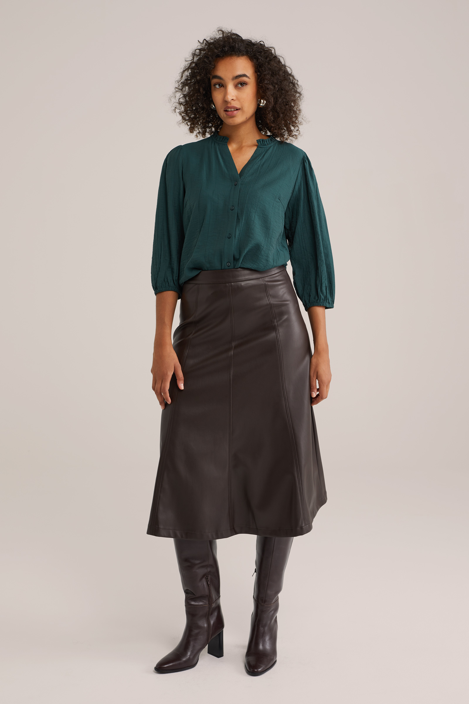 Dames Midi-rok van imitatieleer