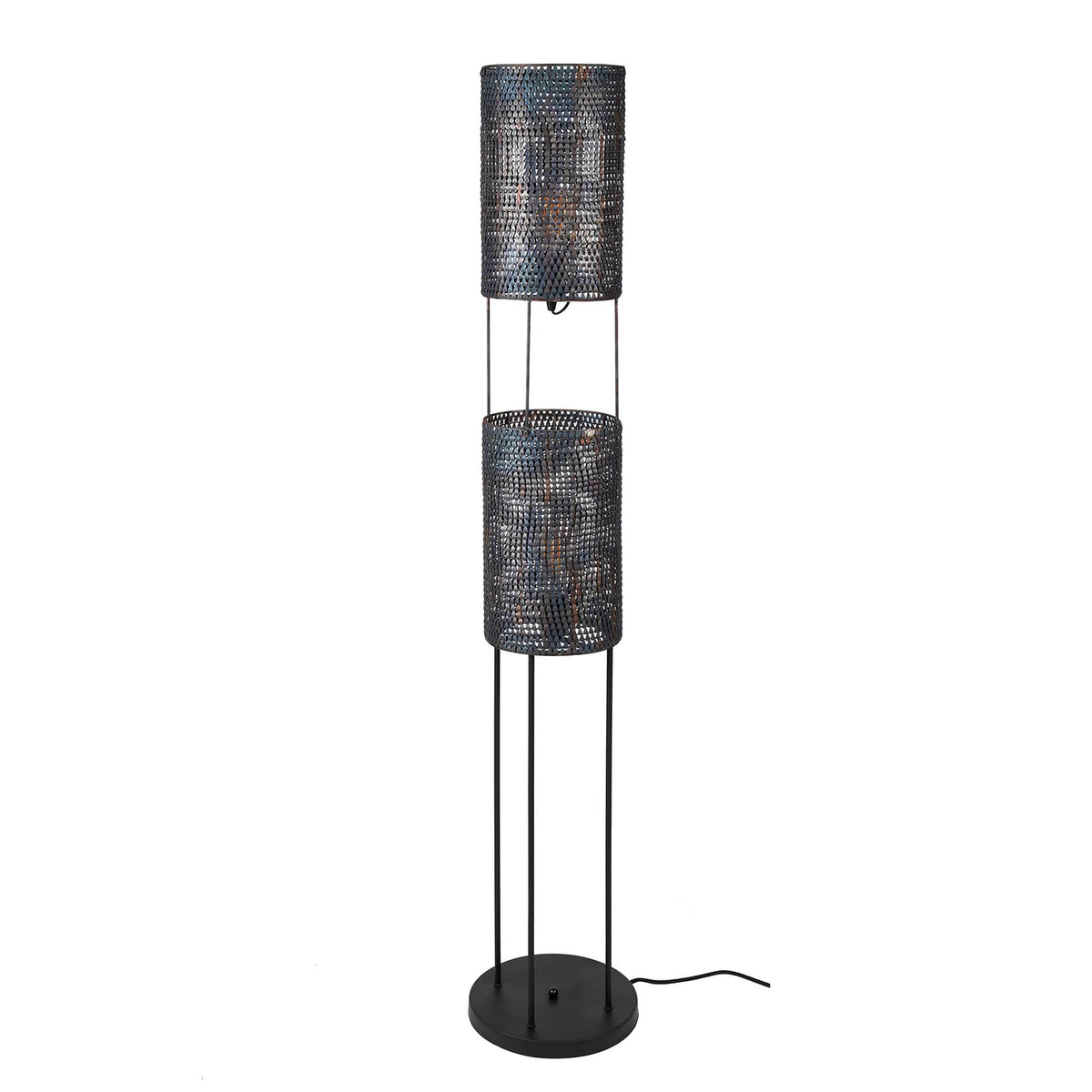 Giga Meubel Vloerlamp Armor Tube - Zwart Metaal - 2-Lichts - 28x28x150cm