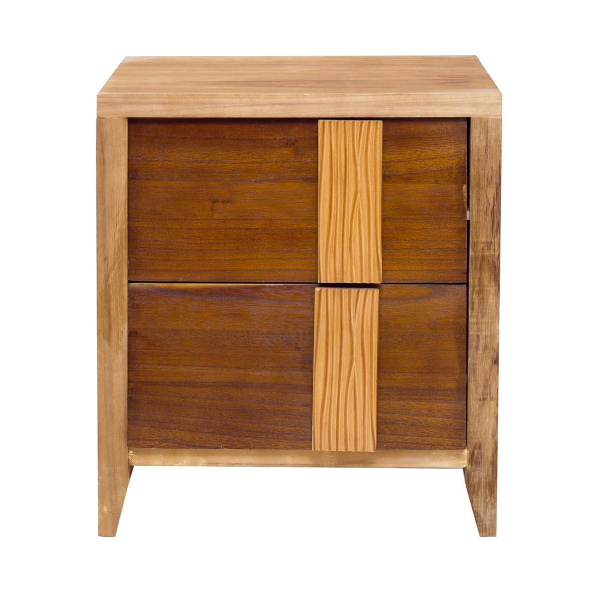 - Table de chevet avec 2 tiroirs en bois marron