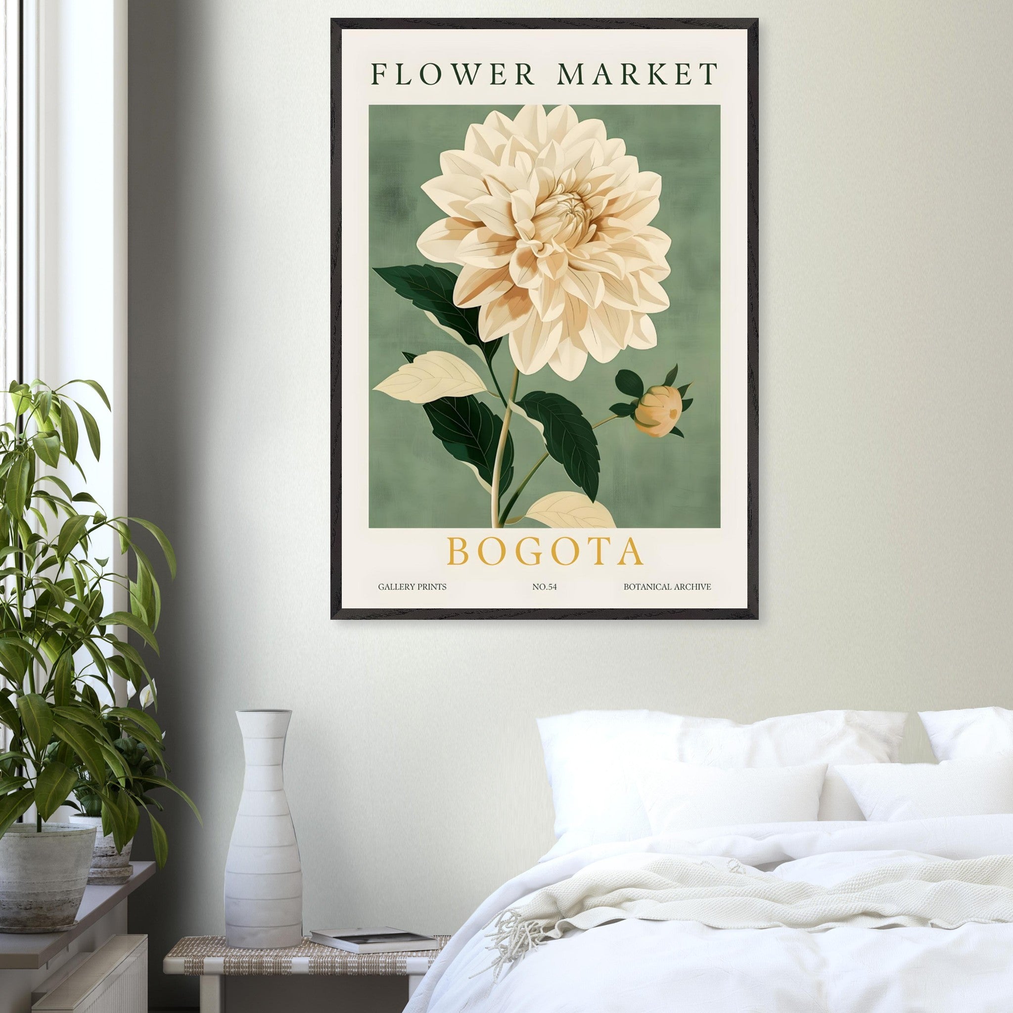 Artfulprints Poster Flower market - Bogota  - 70x100 cm - Groen