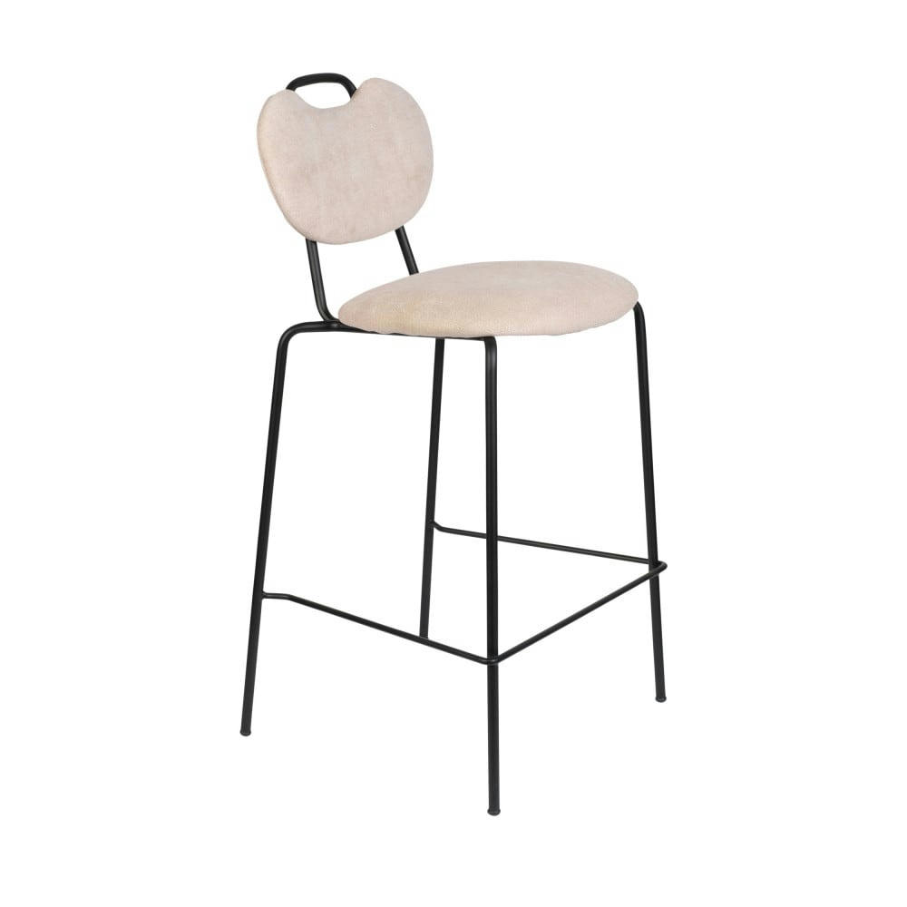 ASPEN - Lot de 2 tabourets de bar en tissu et métal 65cm rose