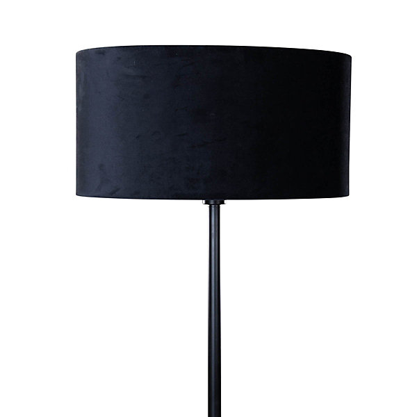 Lampadaire noir avec abat-jour en velours ovale 50 cm - Simplo