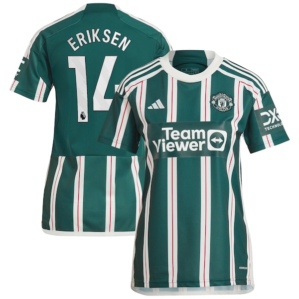 Christian Eriksen Manchester United adidas Women's 2023/24 Away Replica Player Jersey - Green/Red