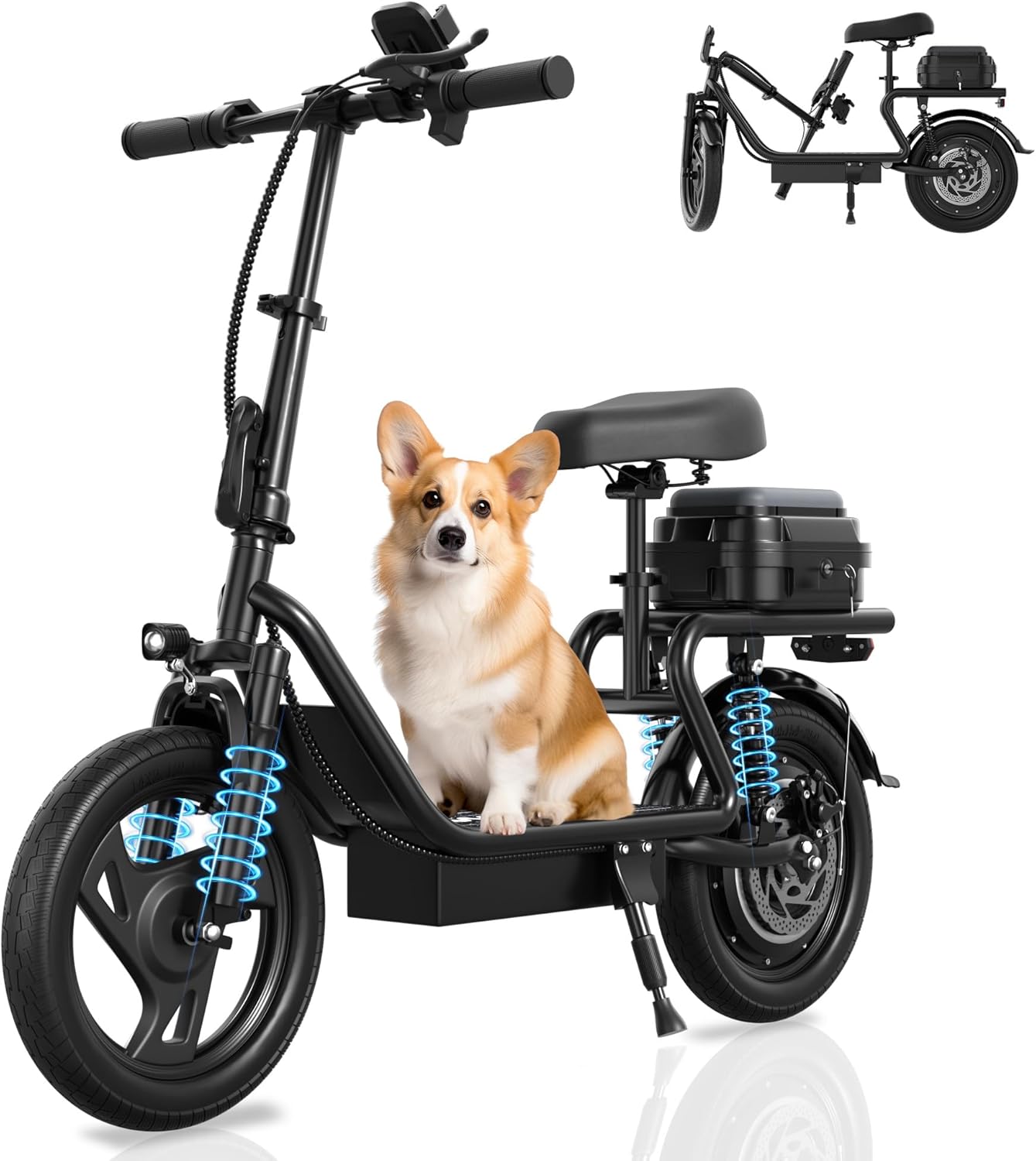 WERHY Electric Scooter,500W Motor, 14'' Tires, Top Speed 22 mph, Max 27/49 Miles Ranges, Foldable E-Scooter with Suspension &Adult, Digital Display, Cruise Control,Rear Seat Box