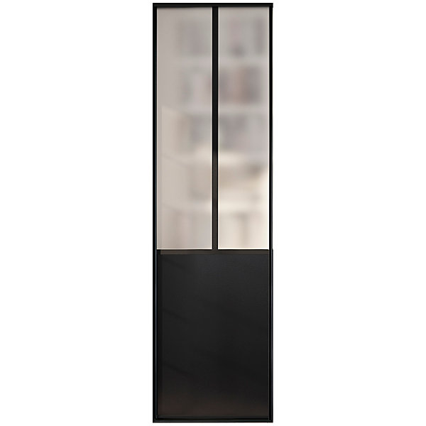 OPTIMUM pack portes de placard coulissantes, 2 vantaux décor atelier noir, verre dépoli blanc, H 2500 x L 1200 mm
