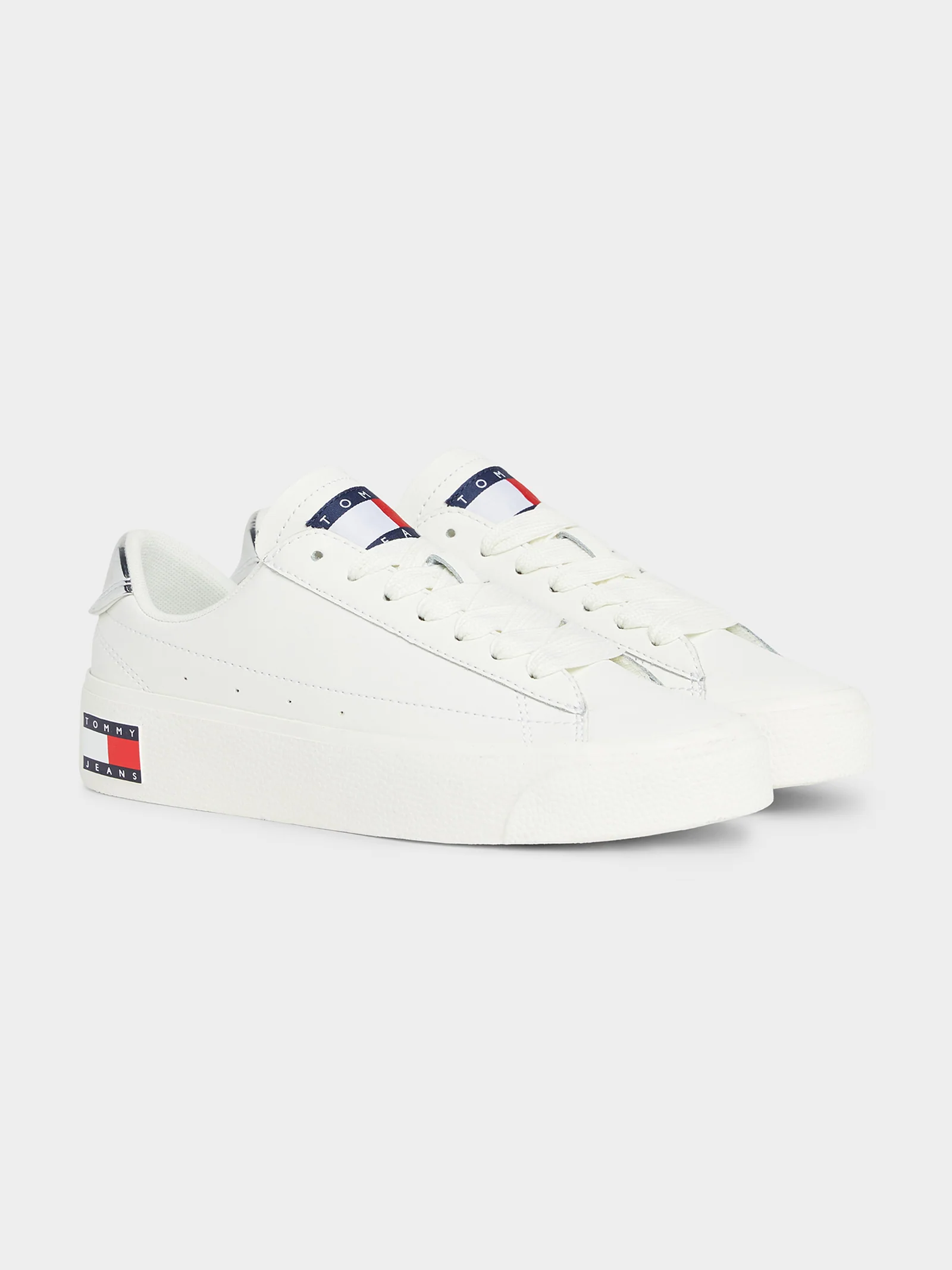Womens Vulcanised Leather Platform Sneakers