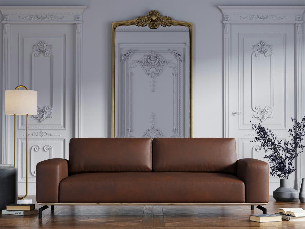 MARC - Canapé 3 places en cuir cognac