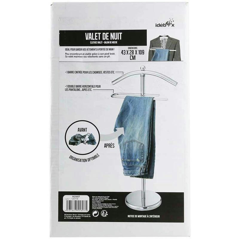 - Valet de nuit en métal argenté