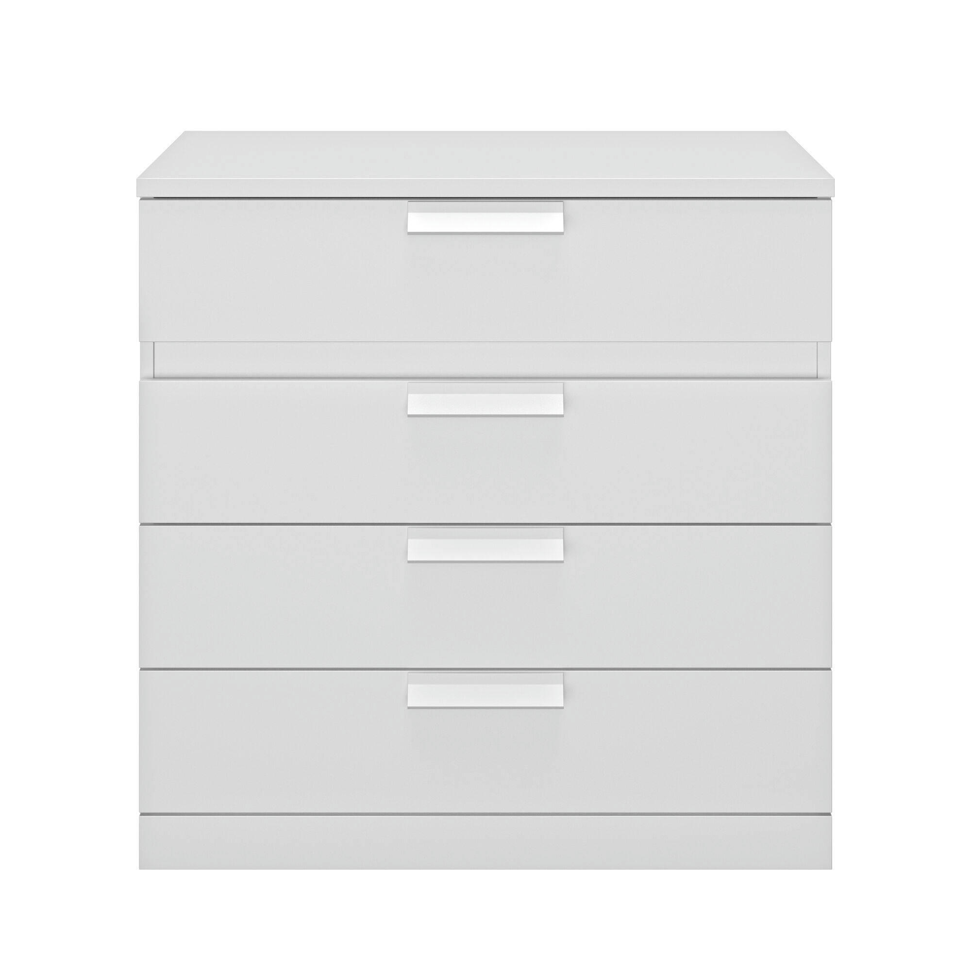 GAIA - Commode 4 tiroirs effet bois blanc