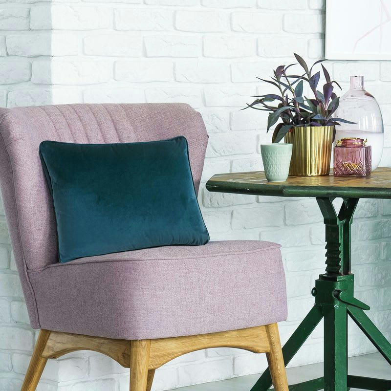 VELOURS - Coussin en velours bleu intense 60x40