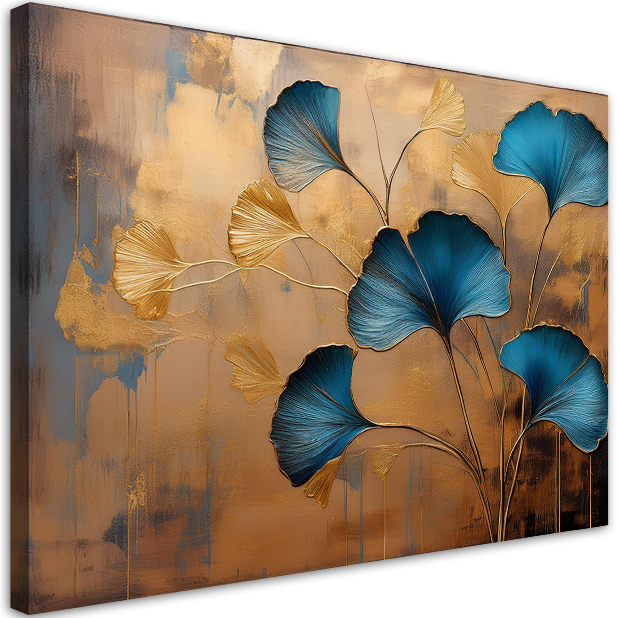 Feeby Obraz na płótnie, Kwiaty Ginko Botanika Art Deco 60x40
