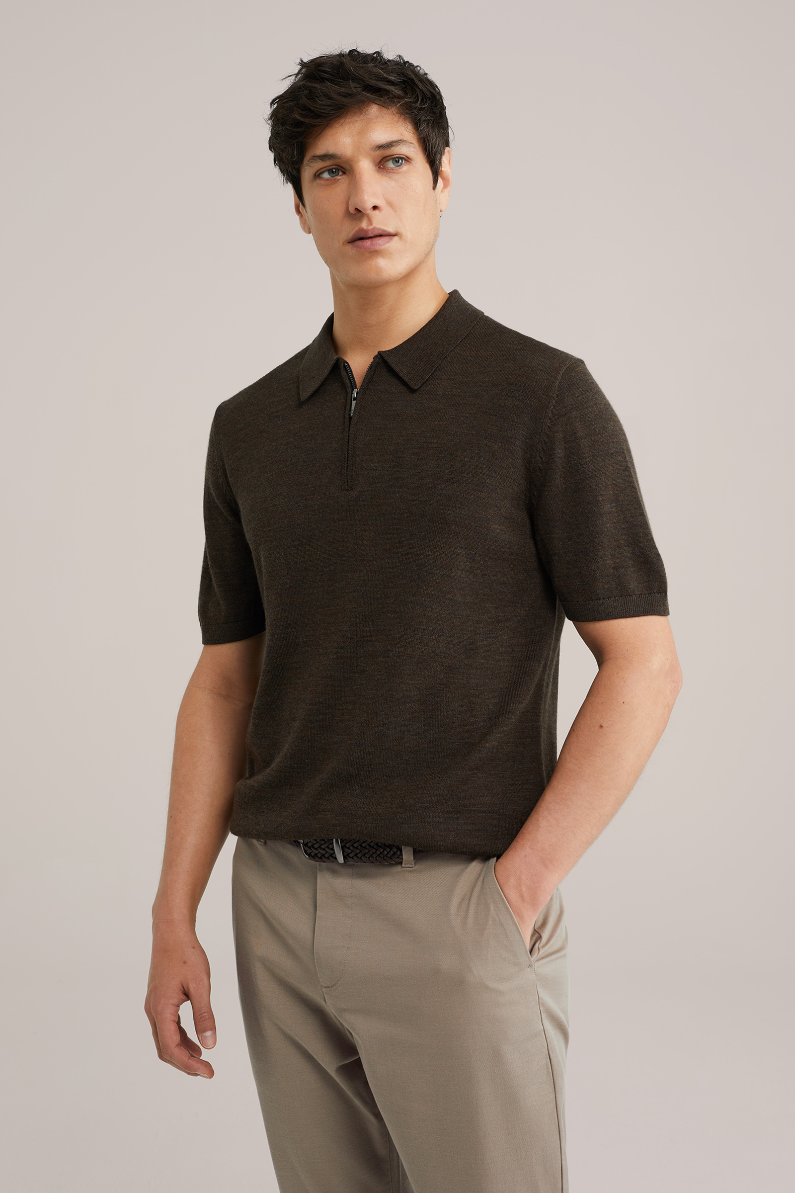 Heren Regular fit polo van merinowol