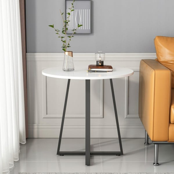 Stolik kawowy okrągły loft biały 80 cm