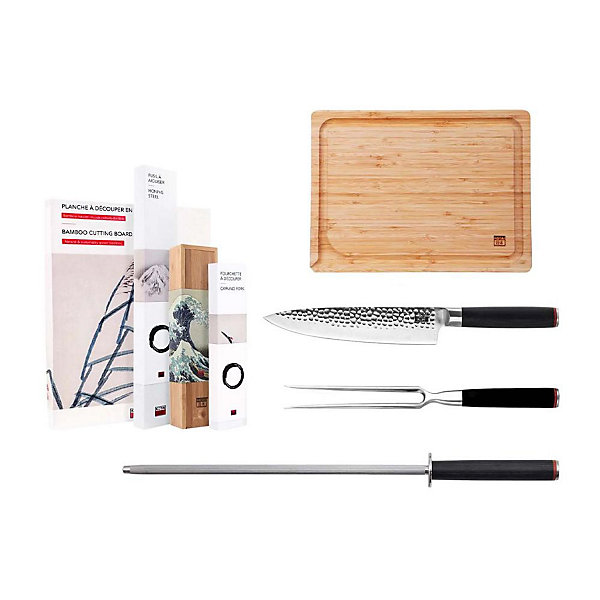 Combo BBQ Deluxe Couteaux Pakka 4 pièces - KOTAI - Couteau japonaisGris 33cm / 30cm