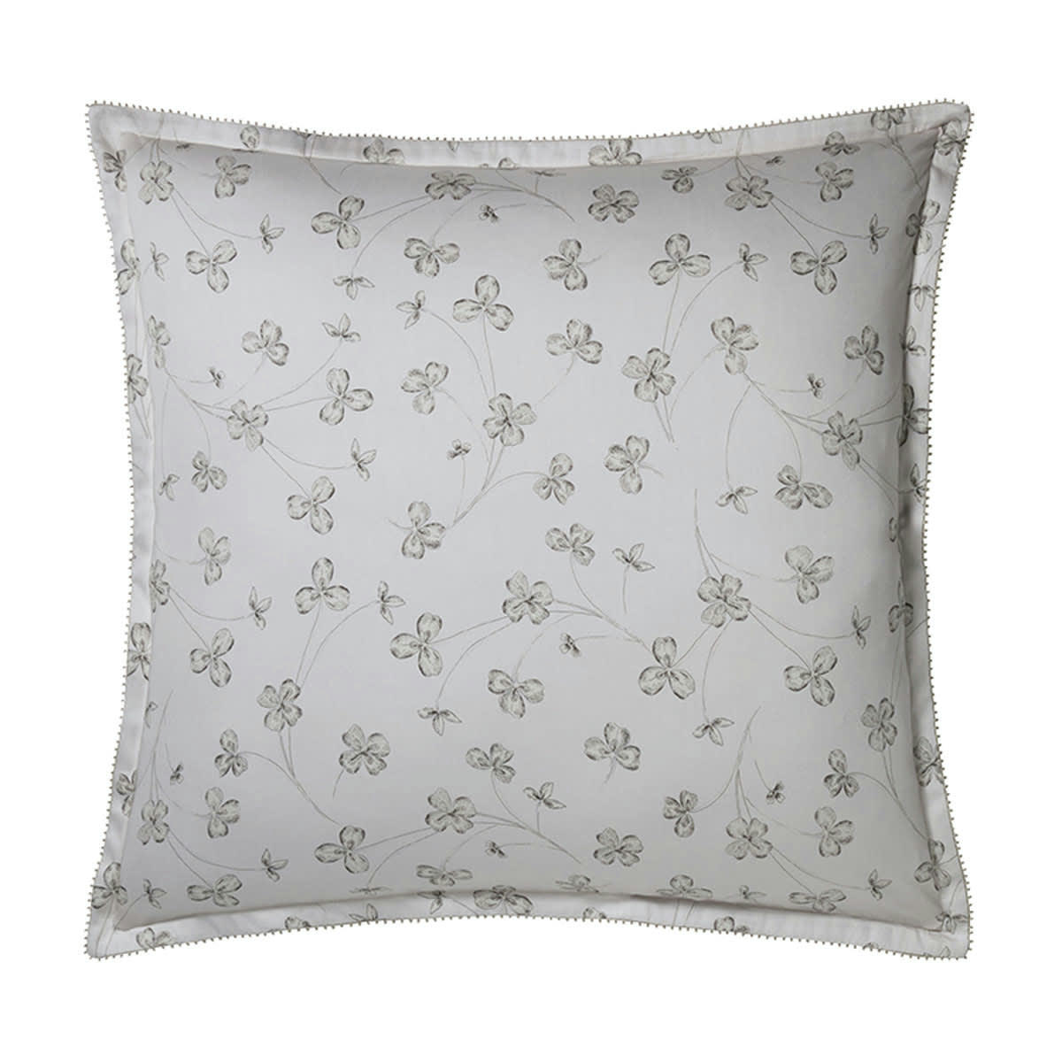 QUATRE FEUILLES - Taie d'oreiller en satin de coton bio blanc 65x65