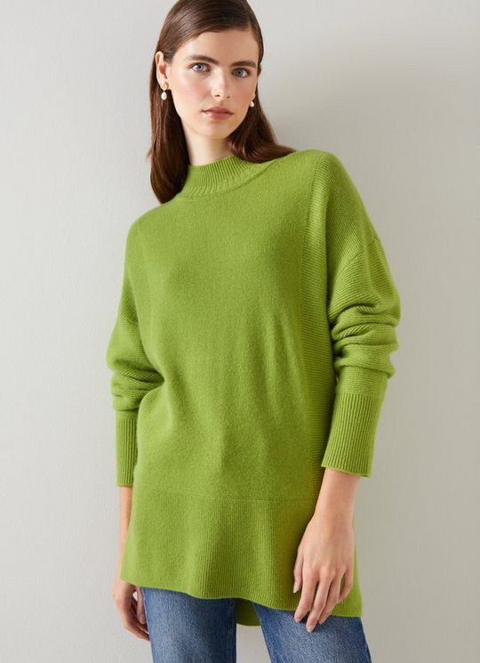Milly Lime Sustainably Sourced Merino Dipped Hem Jumper