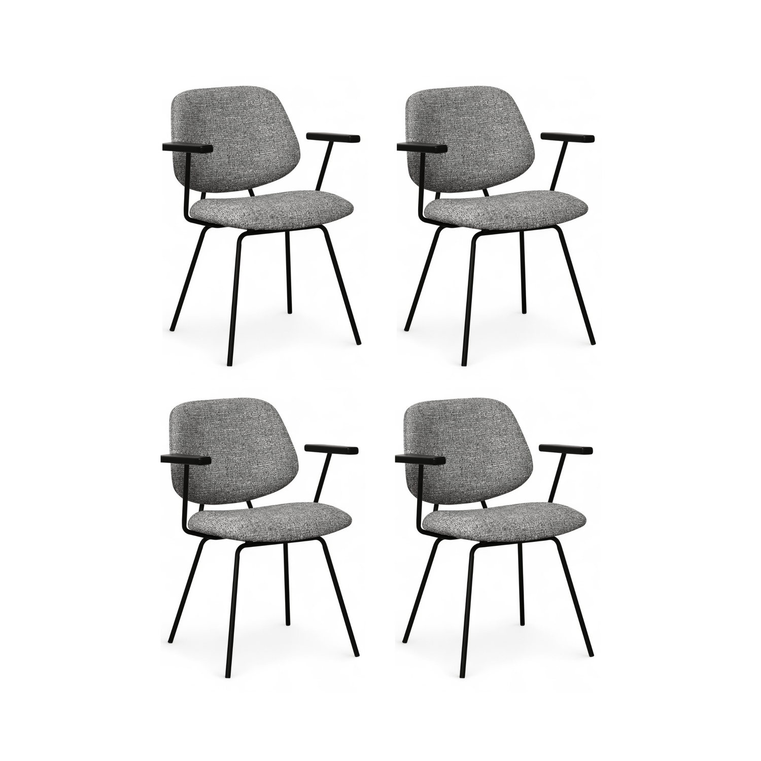 Furnhouse eetkamerstoelen armleuning Sofia - Grijs - Stof (Bouclé) - Set van 4